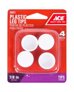 Ace Plastic Leg Tip White Round 7/8 in. W 4 pk