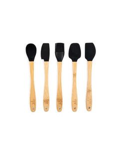 Core Kitchen  Beige &amp; Onyx Bamboo &amp; Silicone Mini Utensil Set