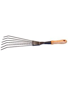Lawn &amp; Garden 6 Tine Aluminum Shrub Rake Wood Handle