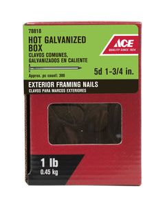 Ace 5D 1-3/4 in. L Box Hot-Dipped Galvanized Steel Nail Thin Shank Flat 389 lb.