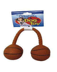 Boss Pet Digger&#039;s Orange Latex Twin Basketball Squeaky Dog Toy Medium