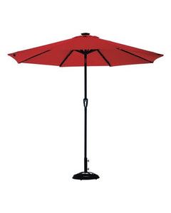 Living Accents Solar LED 9 ft. Tiltable Red Market Umbrella
