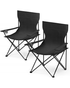 YSSOA Portable Folding Black Camping Chair Portable 2-Pack
