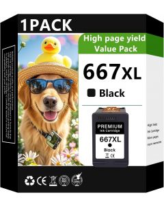 JYZBRW 667XL Black Ink Cartridge Compatible for HP Ink667