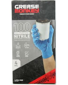 GREASE MONKEY All Purpose 4 Mil Thickness Disposable Nitrile Gloves 100 Count, Bundle of 4