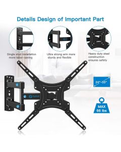 Pipishell Full Motion TV Wall Mount Bracket Articulating Arms 55 Inch, 66lbs, 400x400mm, Bundle of 2