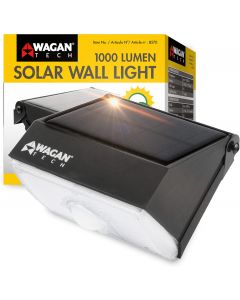 Wagan Tech 1000 Lumens Integrated LED Black Motion Activated Solar Security Wall Pack Light