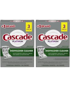 Cascade Platinum Dishwasher Cleaner Pack of 2, 3 count, Bundle of 2