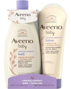 Aveeno Baby Calming Comfort Bath &amp; Body Lotion Set, Bundle of 2