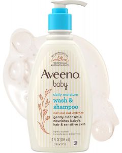 Aveeno Baby Daily Moisture Wash &amp; Shampoo, Bundle of 3
