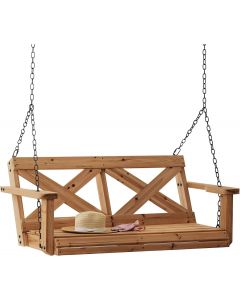 Backyard Discovery 55&quot; Cedar Wood Farmhouse Outdoor Porch Swing Wood 600 Lbs