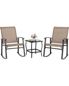 Shintenchi Rocking Chair Outdoor with Table Metal 3 Piece
