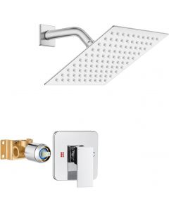Heyalan 8 Inch Square Rain Shower Faucet Set with 8 Inch