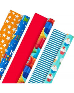 Hallmark Birthday Wrapping Paper Rolls - Balloons Set of 3, Bundle of 2