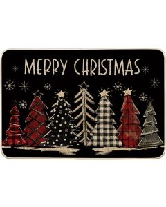 Artoid Mode Merry Christmas Trees Christmas Doormat Black 24x35 Inch