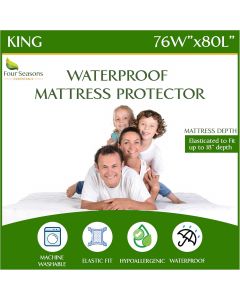 Four Seasons Essentials King Size Waterproof Mattress Protector - Cooling Viscose derived from Bamboo Fitted
