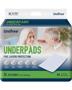 UNIFREE Disposable Underpads 50 Count, 30x36 Inch