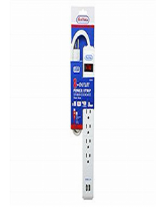 2-USB 6-Outlet Power Strip (E33235) (Each)