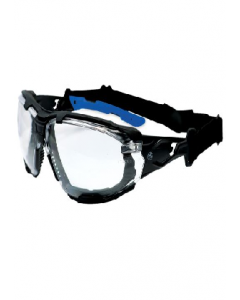 Clear Lens Blue/Black Safety Glasses With Strap (Each)