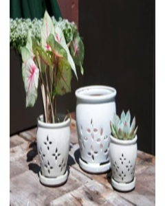 7.5 in. X 6 in. White Round Orchid Pot (Each)