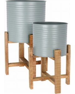 2 pc Planter Set Steel Matt Silver (Each)