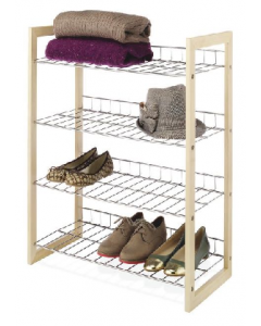 4-Tier Wood &amp; Chrome Shelf (Each)