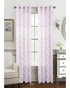 84&quot; White/Red Embroidered Leslie Gromment Panel Curtain (Each)