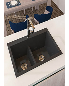 33x22&quot; Black Double Bowl Kitchen Sink (Each)