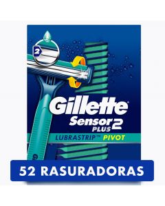 Gillette Razor Sensor2 Plus + Lubrastrip Disposable 52 Units