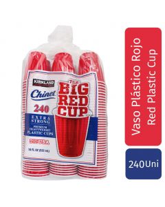 Kirkland Signature Disposable Extra Strong Red Plastic Cups 240 Units / 532 mL / 18 oz