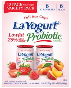 La Yogurt Strawberry &amp; Peach Yogurt 12 Units / 170 g / 6 oz