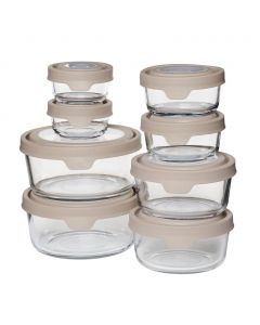 Selection Set of Glass Containers with Lids 16 Pieces