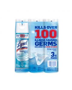 Lysol Disinfectant Spray Crisp Linen Scent 3 Units / 562 mL / 19 oz