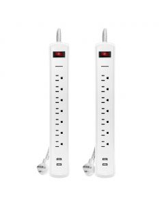 Bytech Surge Protector with 7 Outlets and 2 USB Ports 2 Units