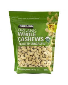 Kirkland Signature Organic Salt Free Unroasted Whole Cashews 1.13 kg / 40 oz