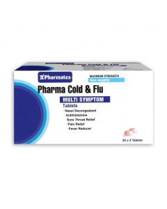 Pharmatex Flu and Cold Multi-symptom Antihistamine 100 Tablets