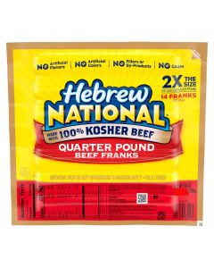 Hebrew National Quarter Pound Hot Dogs 1.59 kg / 3.5 lb