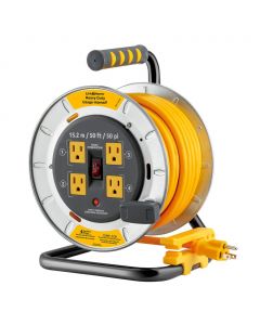 Link2Home Retractable Cord Reel with 4 Outlets 15.24 m / 50&#039;