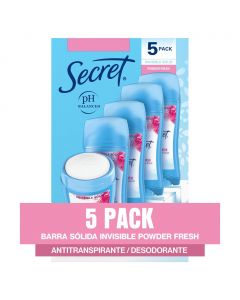 Secret Women&#039;s Antiperspirant &amp; Deodorant Stick Powder Fresh 5 Units / 73.7 g / 2.6 oz