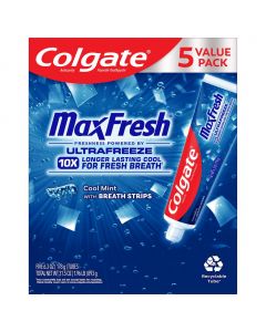 Colgate Max Fresh Toothpaste with Mini Fresh Mint Breath Strips 5 Units / 178 g