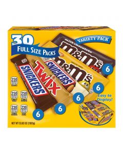 Snickers, Twix, M&amp;M’s, Chocolate Bar Mix 30 Units / 1.5 kg / 3.3 lb