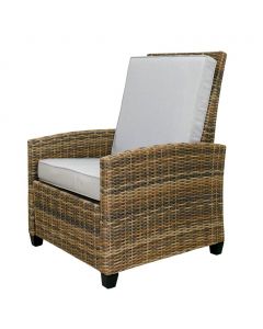 Selection Reclining Chair with Steel Frame and Synthetic Wicker Fabric 74.98 cm x 87 cm x 98 cm / 29.52&quot; x 34.25&quot; x 38.58&quot;