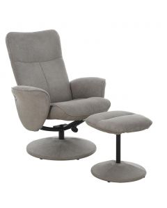 Primo International Troy Gray Reclining Armchair with Ottoman Footrest