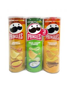 Pringles Honey Mustard, Sour Cream &amp; Onion, and Cheddar Cheese 3-Pack / 158 g / 5.5 oz