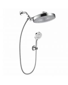 Rain Shower System with Overhead Shower Head and Chrome Handheld Shower