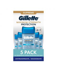 Gillette Supreme Protection Antiperspirant and Deodorant Cool Wave Gel 5 Units / 107 mL / 3.8 oz