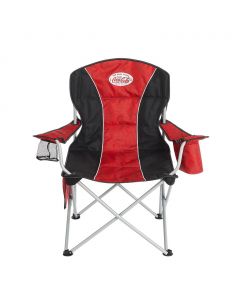 Coke Folding Chair with Built-In Cooler, Cup Holder, Side Pocket, and Carry Bag