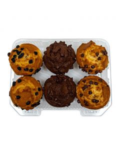 Selection Freshly Baked Assorted Vanilla and Chocolate Muffins 6 Units