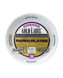 Gold Label Disposable Paper Plates 300 Units / 23 cm / 9”