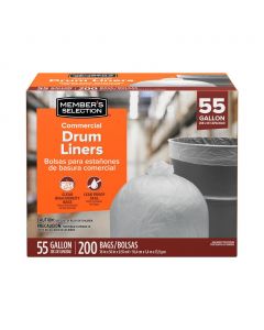 Selection High-Density Trash Bags with Leak Proof Seal 200 Units / 208 L / 55 gal